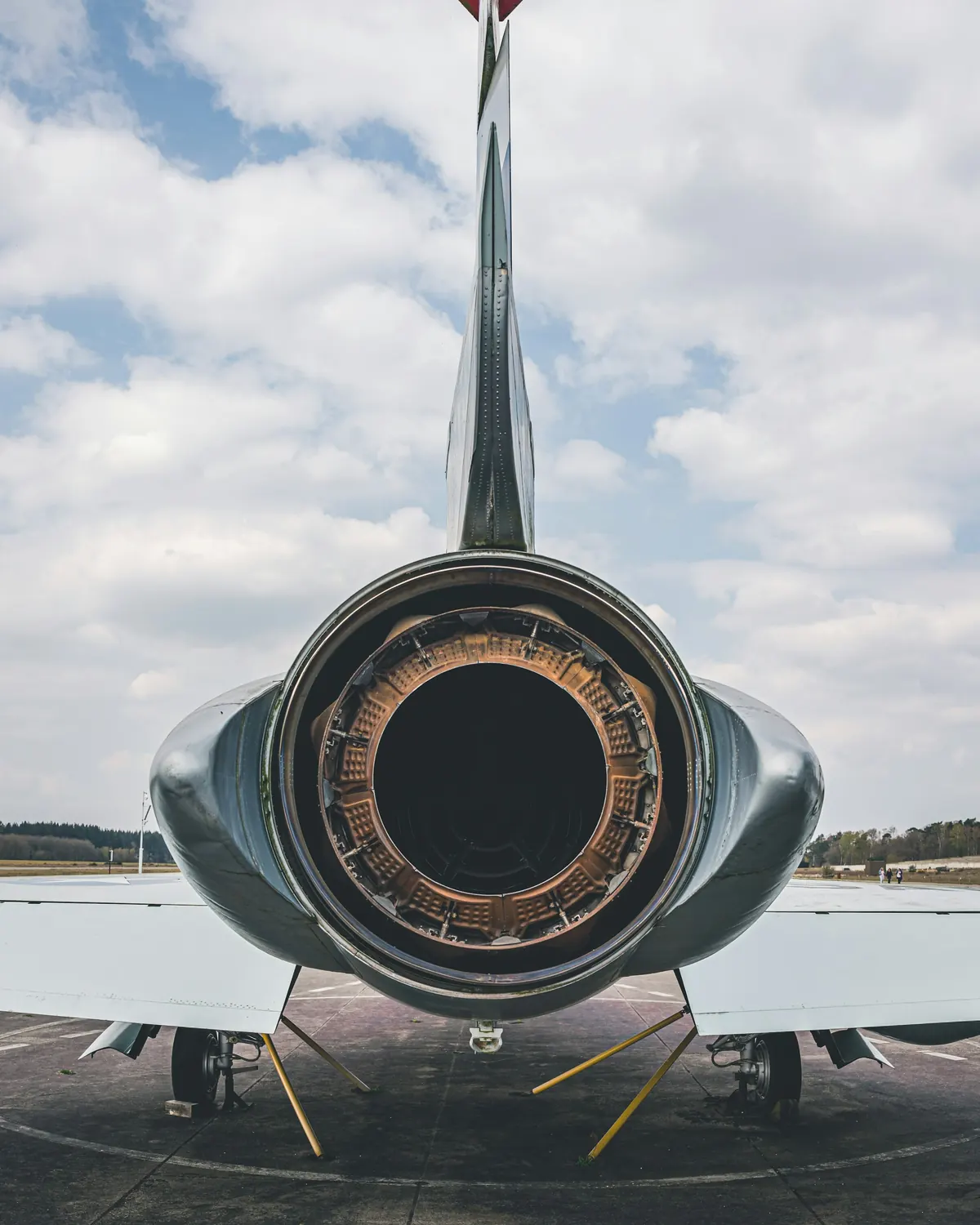 Detail of a business jet’s rear-mounted engine